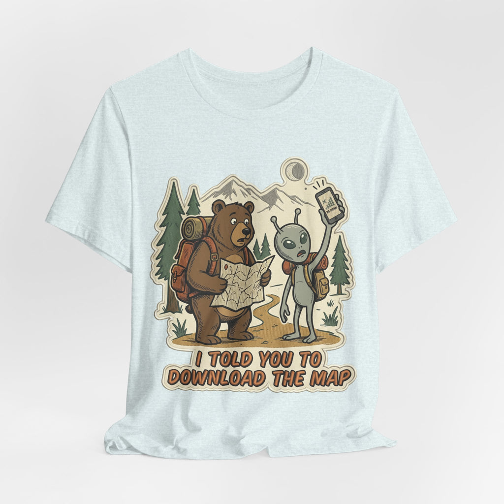 Hiking Bear & Alien Funny T‑Shirt