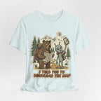 Hiking Bear & Alien Funny T‑Shirt