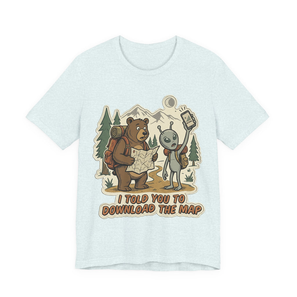 Hiking Bear & Alien Funny T‑Shirt