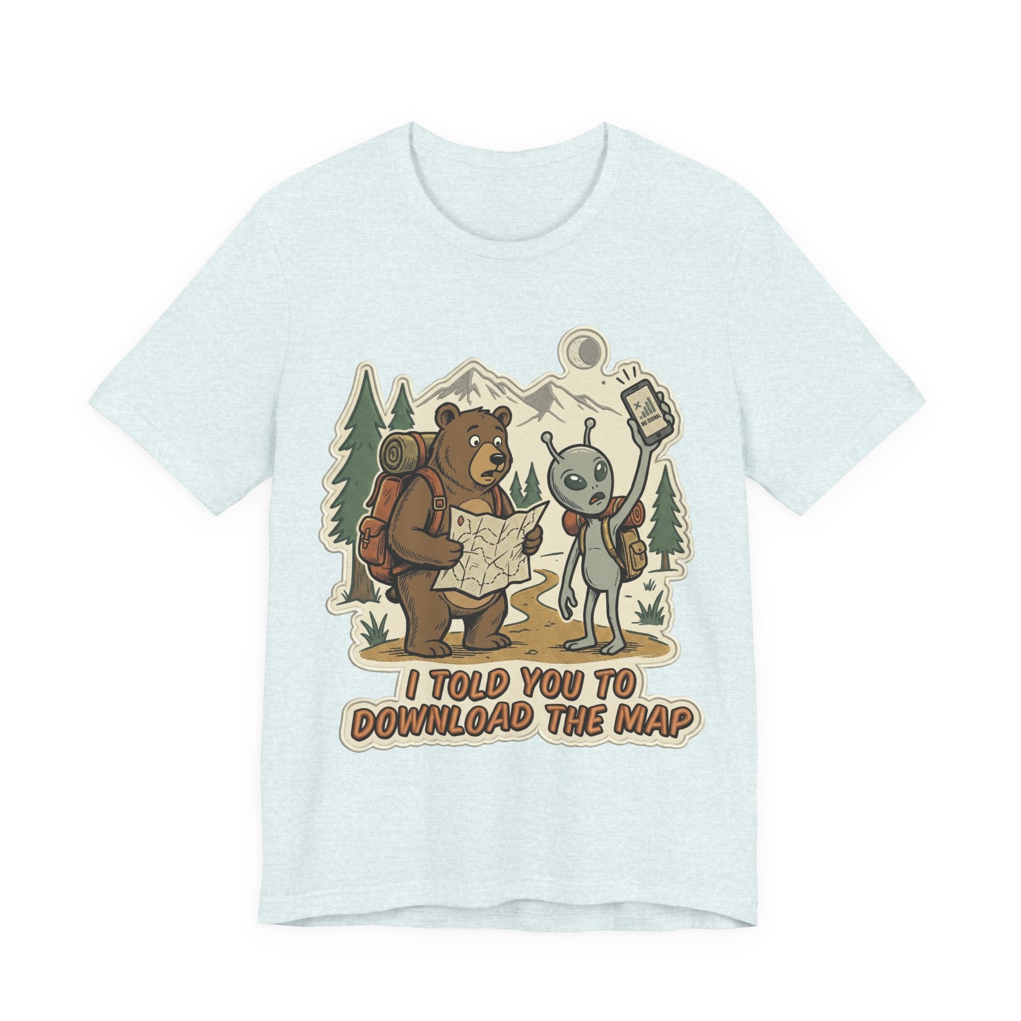 Hiking Bear & Alien Funny T‑Shirt