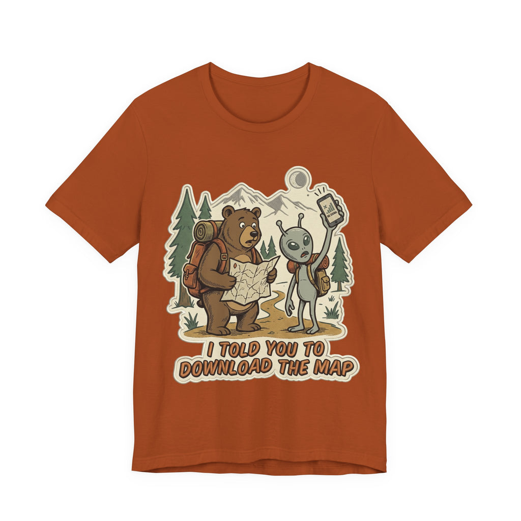 Hiking Bear & Alien Funny T‑Shirt