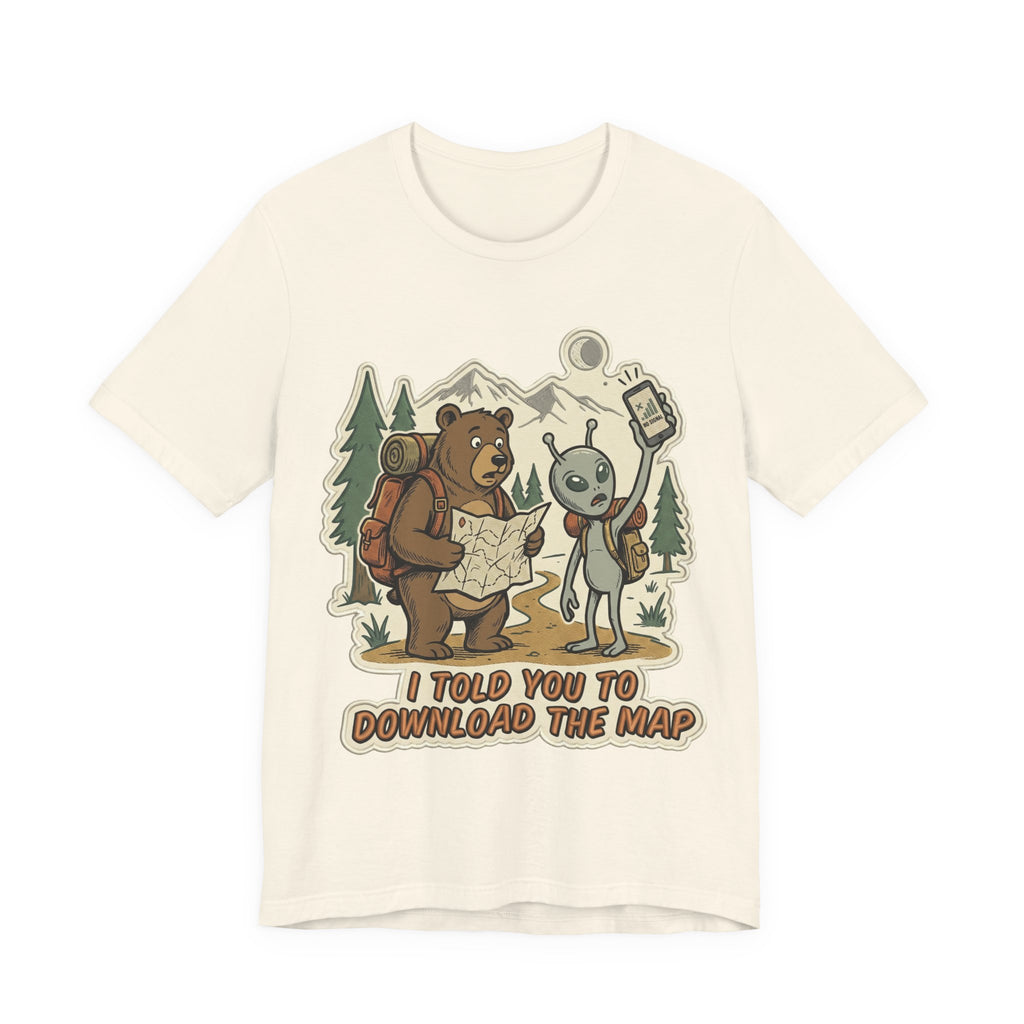Hiking Bear & Alien Funny T‑Shirt