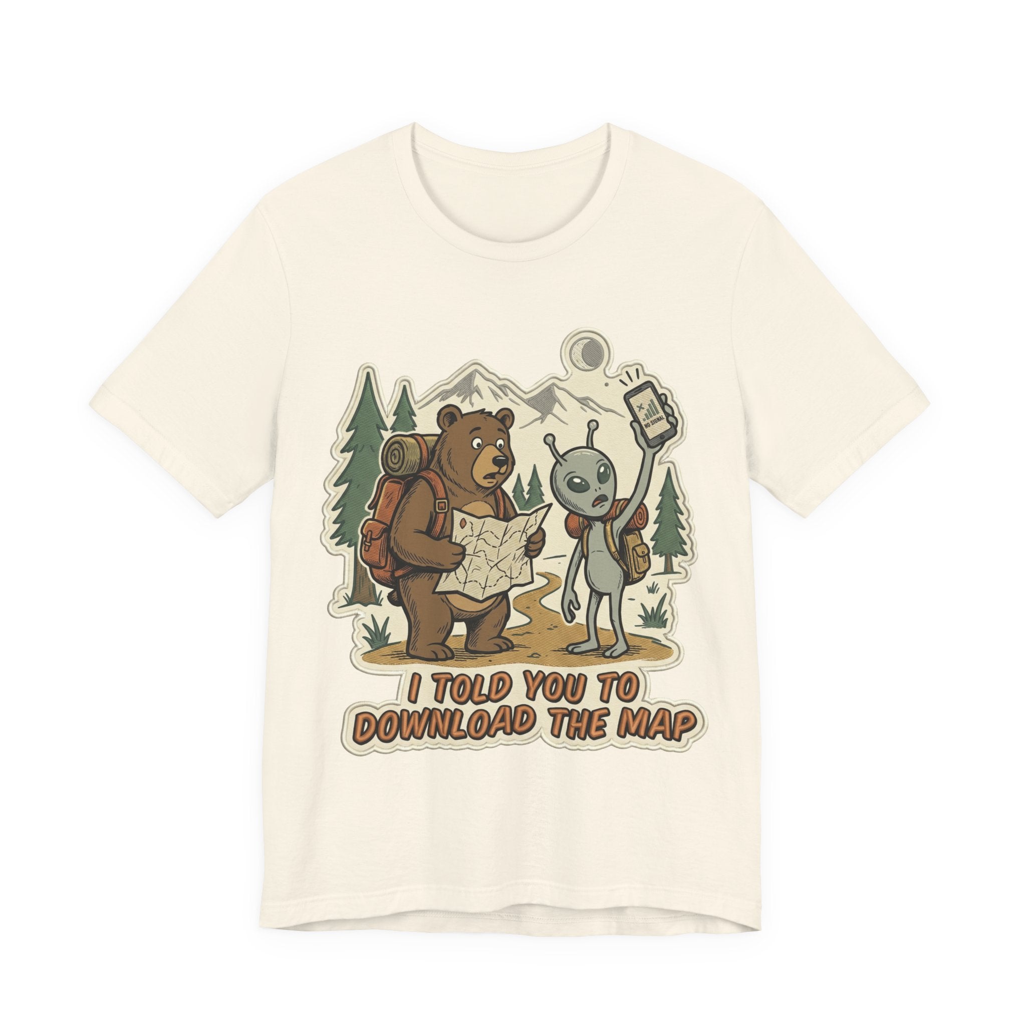 Hiking Bear & Alien Funny T‑Shirt