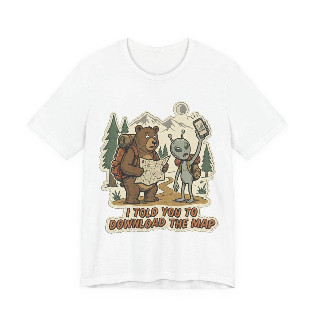 Hiking Bear & Alien Funny T‑Shirt