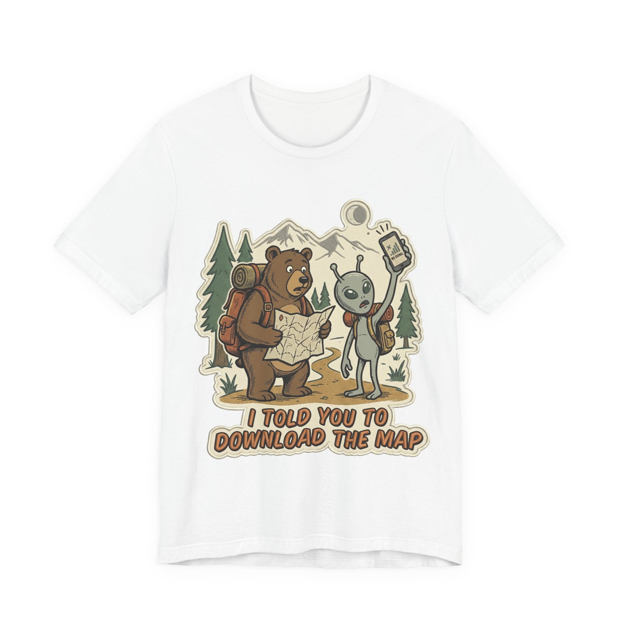 Hiking Bear & Alien Funny T‑Shirt