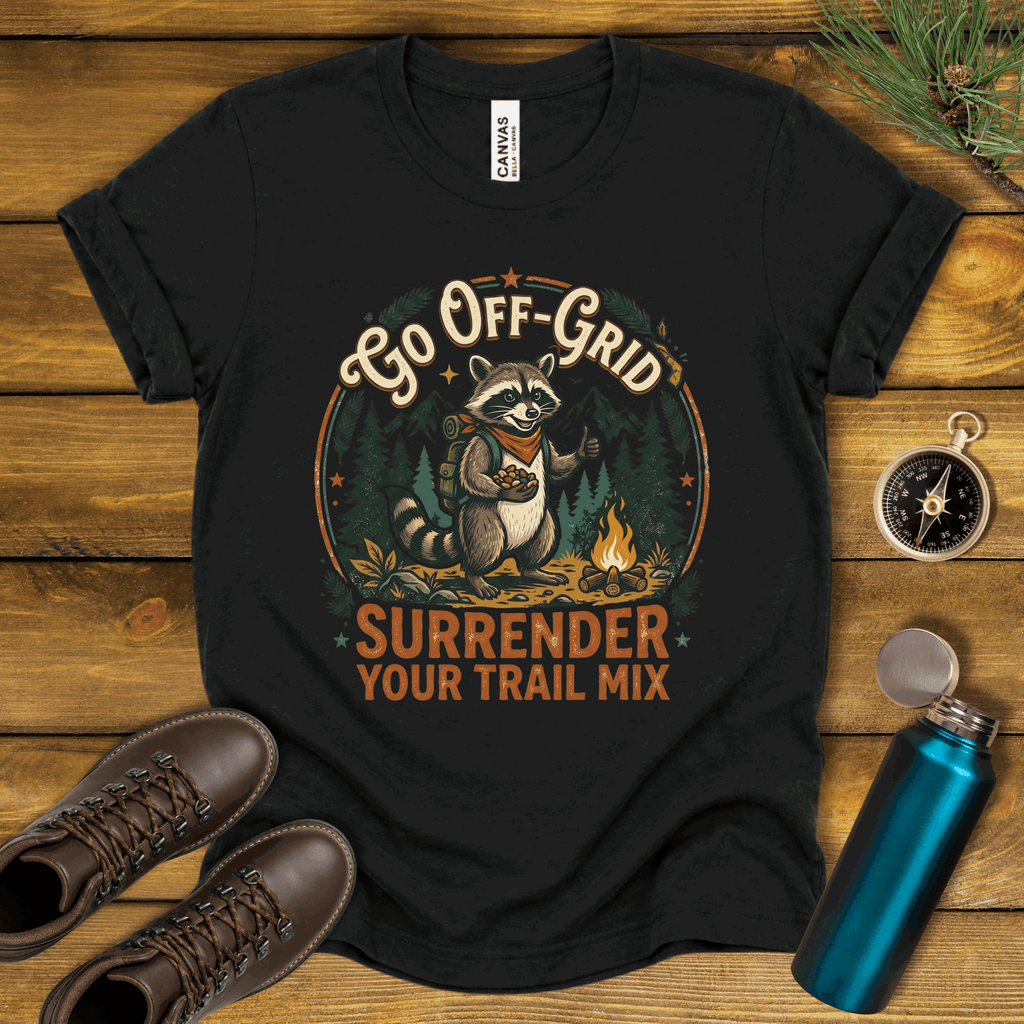 Go Off-Grid Raccoon Camping T-Shirt