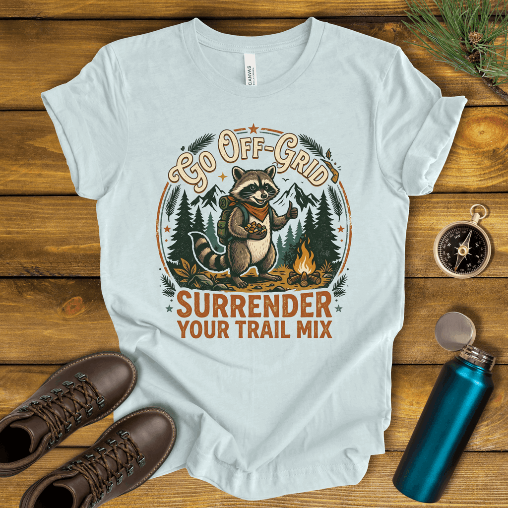 Go Off-Grid Raccoon Camping T-Shirt