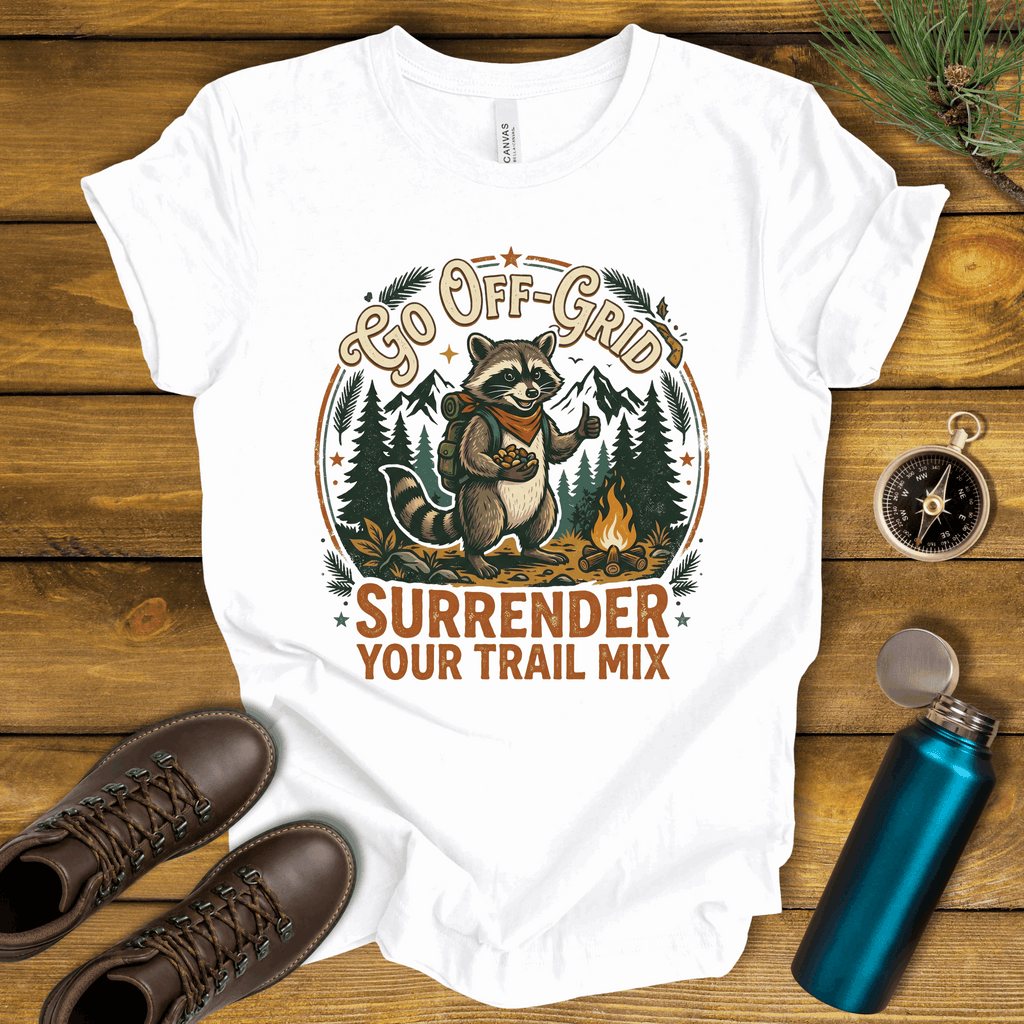 Go Off-Grid Raccoon Camping T-Shirt