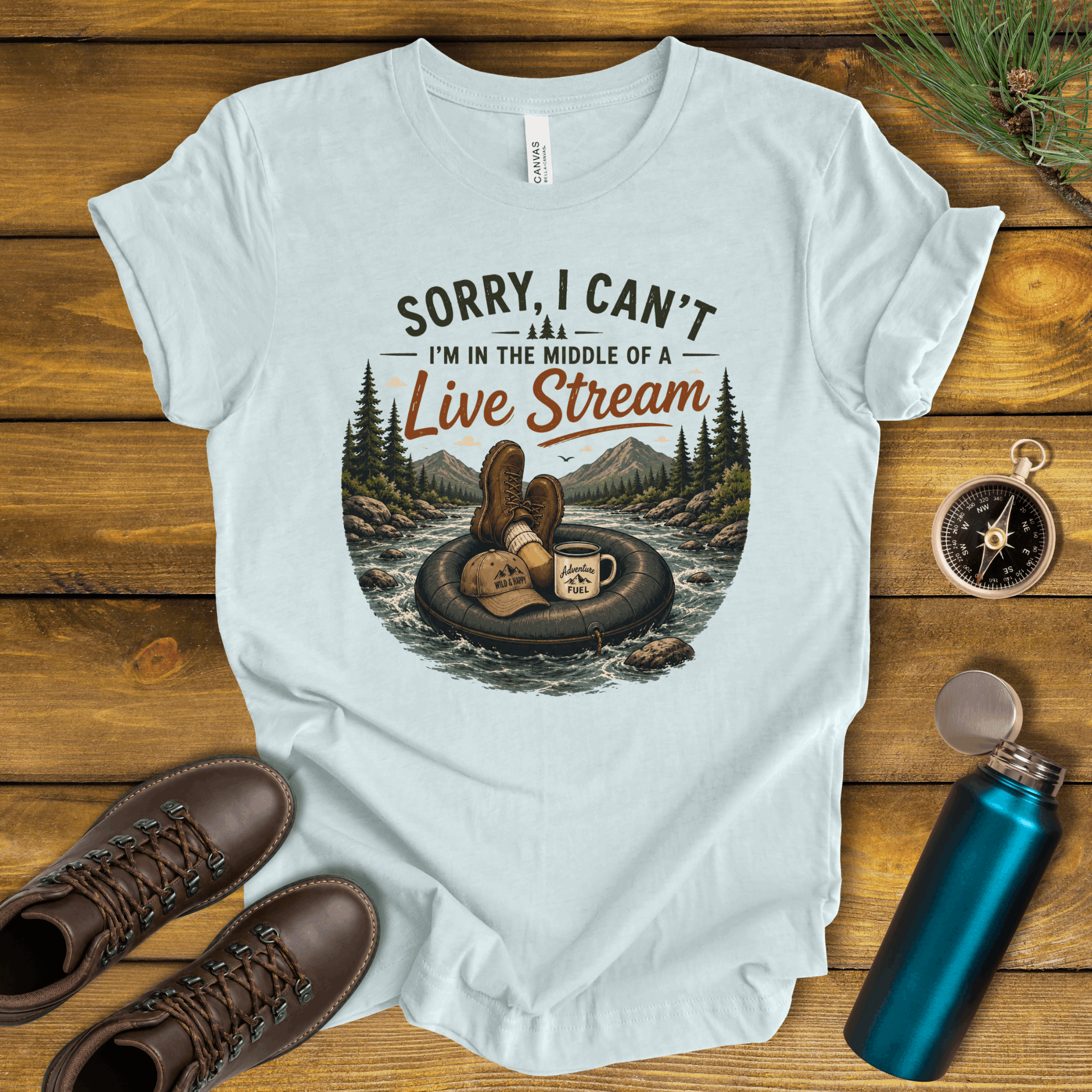 In the Middle of Live Stream Hiking T-Shirt