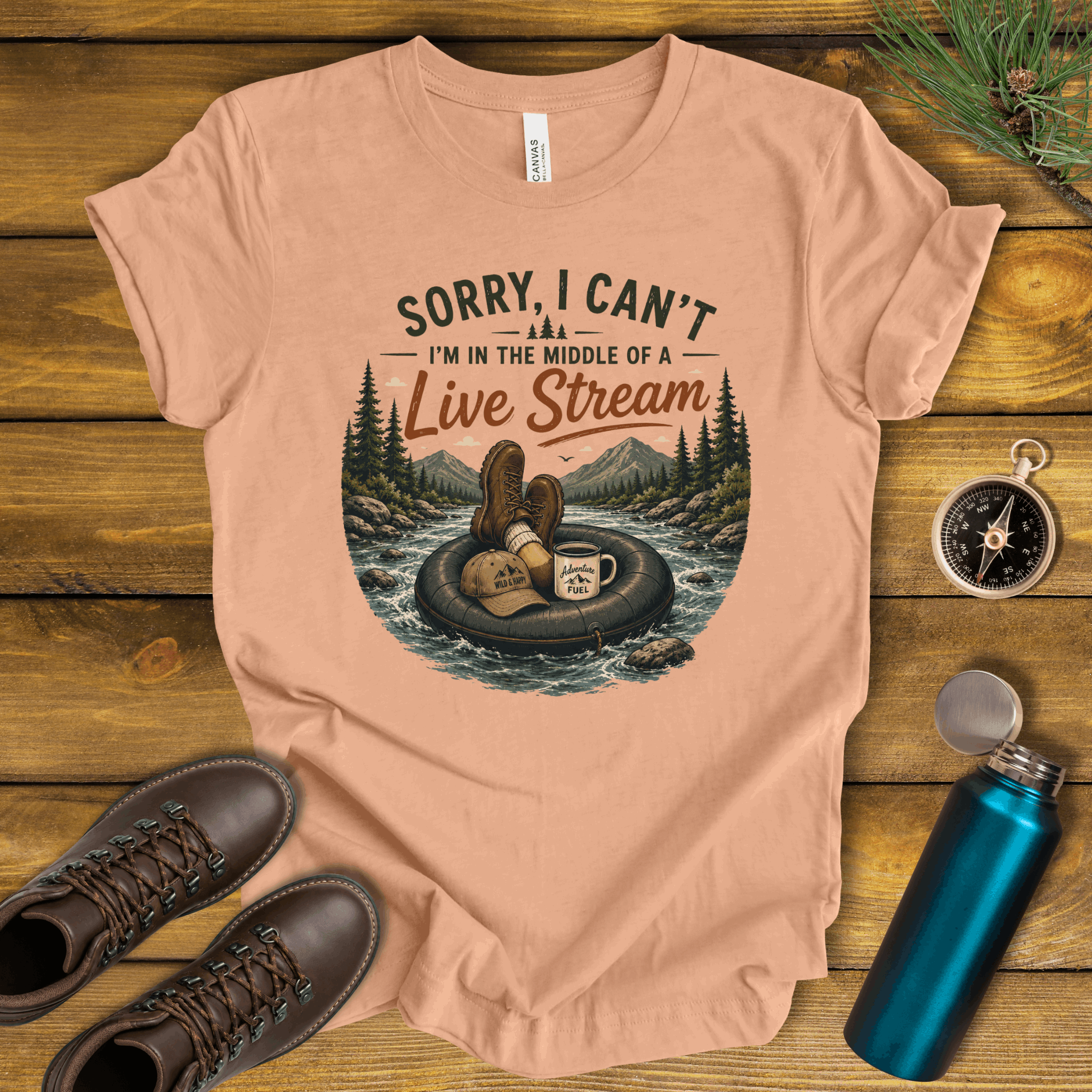 In the Middle of Live Stream Hiking T-Shirt