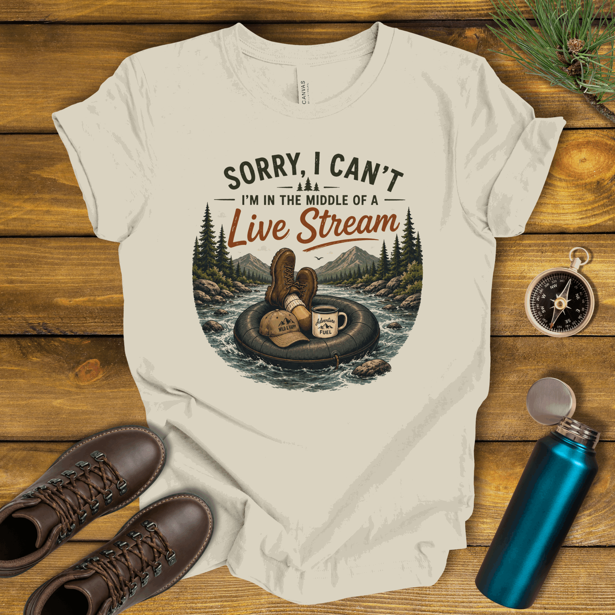 In the Middle of Live Stream Hiking T-Shirt