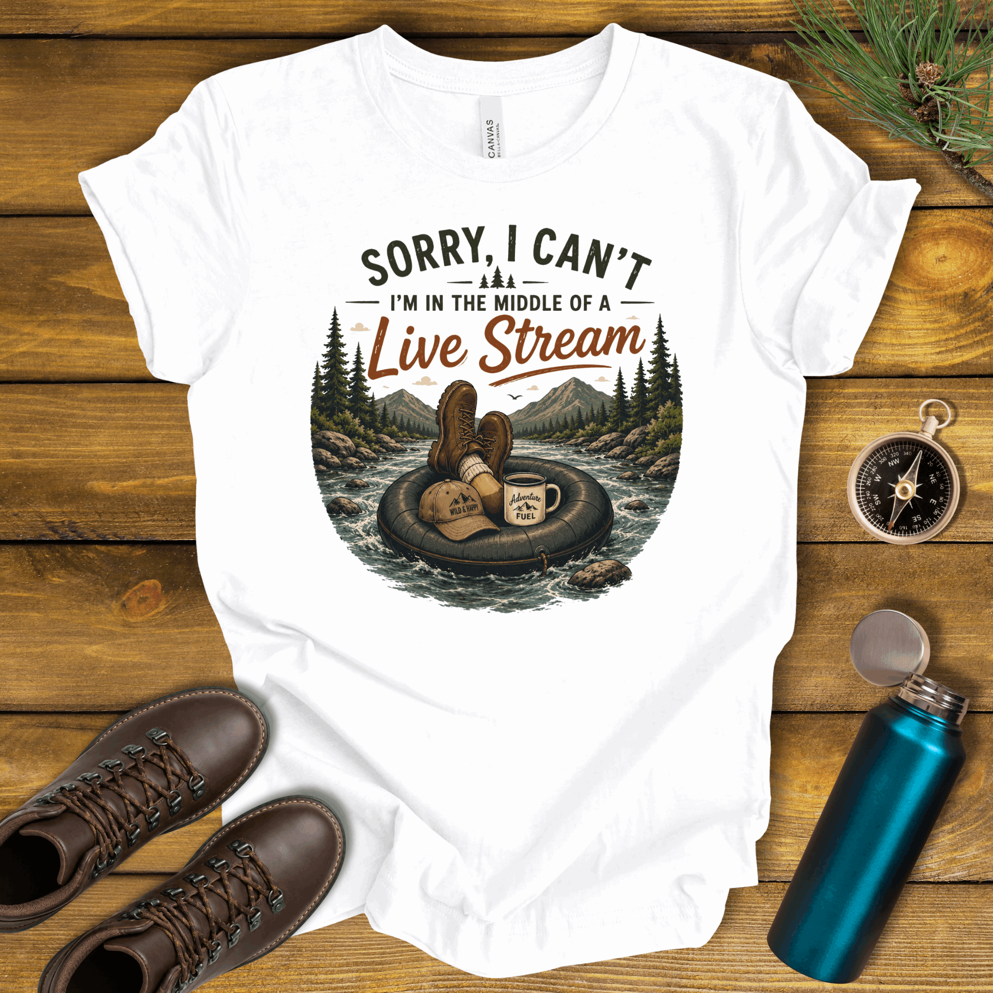 In the Middle of Live Stream Hiking T-Shirt