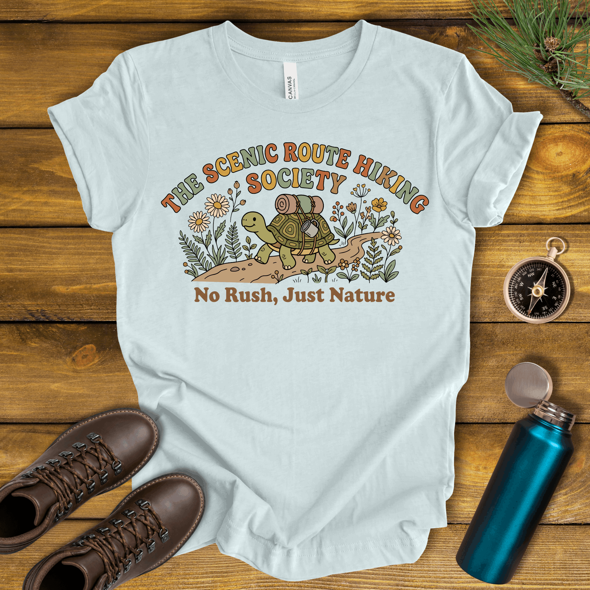 Funny Turtle Slow Hiking Society T-Shirt