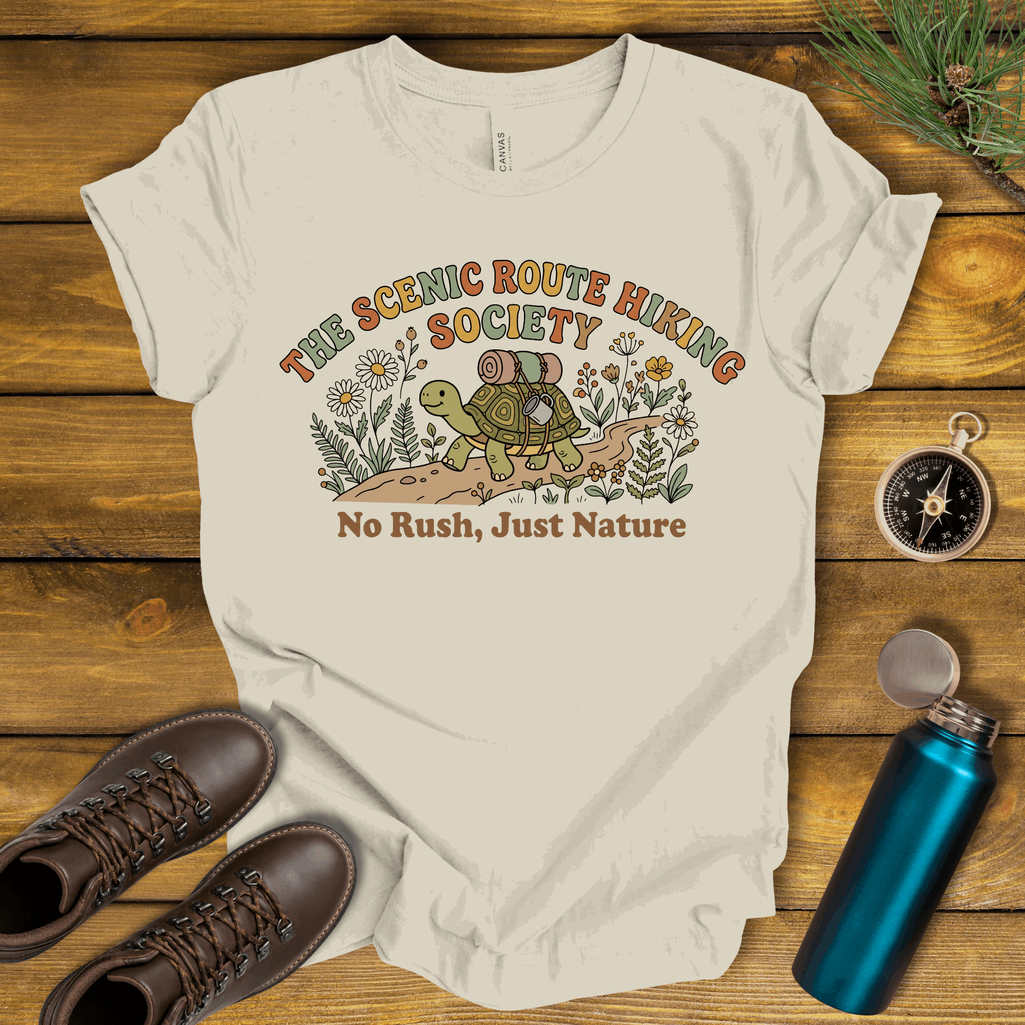 Funny Turtle Slow Hiking Society T-Shirt