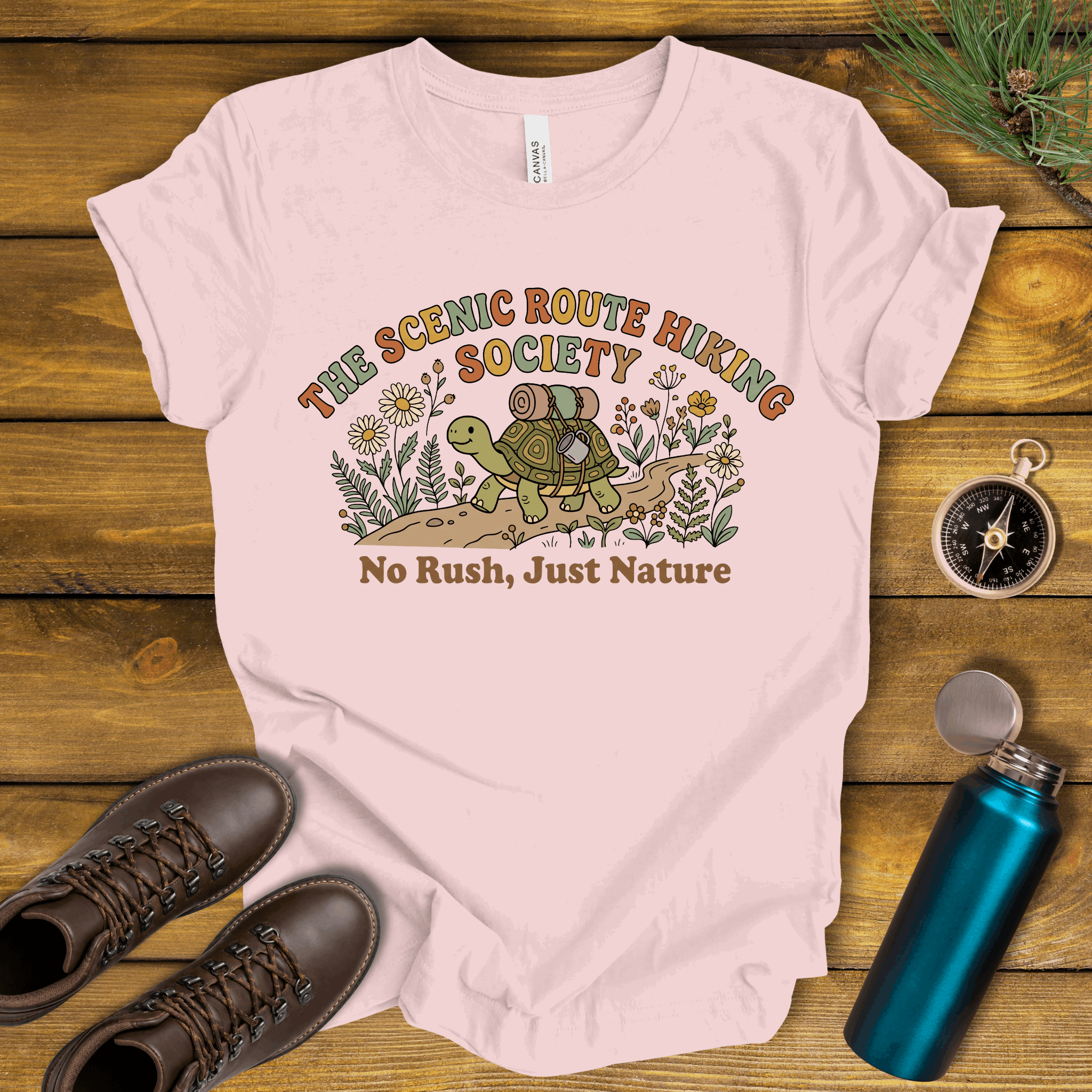 Funny Turtle Slow Hiking Society T-Shirt